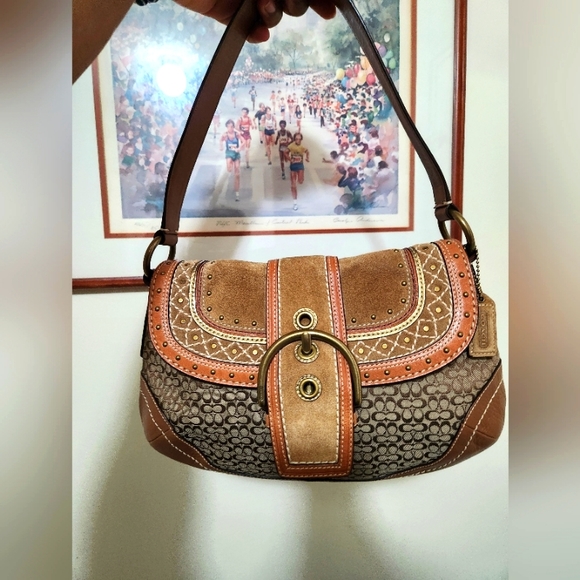 COACH Vintage Y2K Renaissance Hobo Shoulder Bag with Rivets Grommet Buckles - Picture 1 of 9